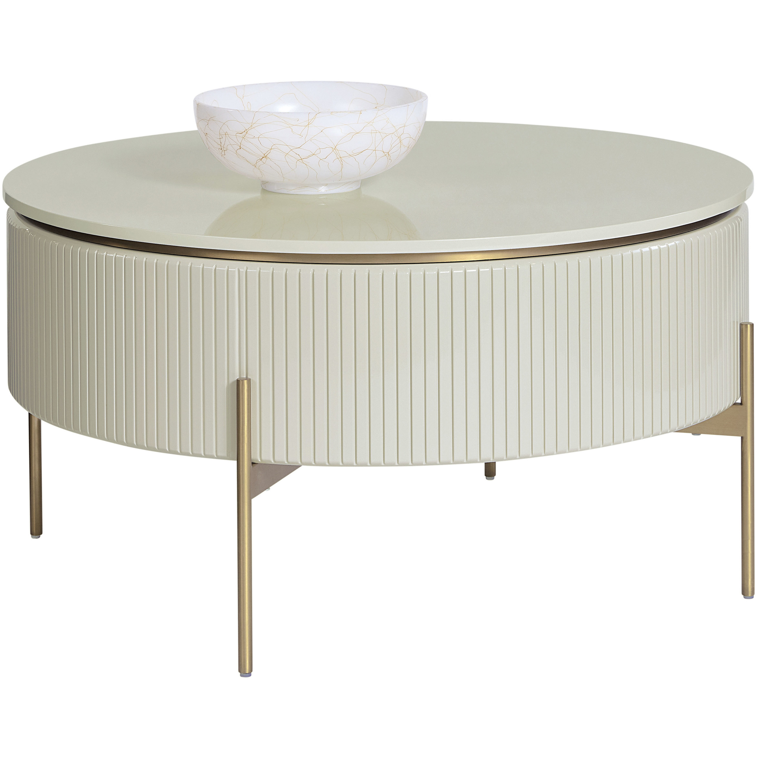 Paloma 33.25 X 17.75 inch High Gloss Cream Lift Top Coffee Table, Lift Top